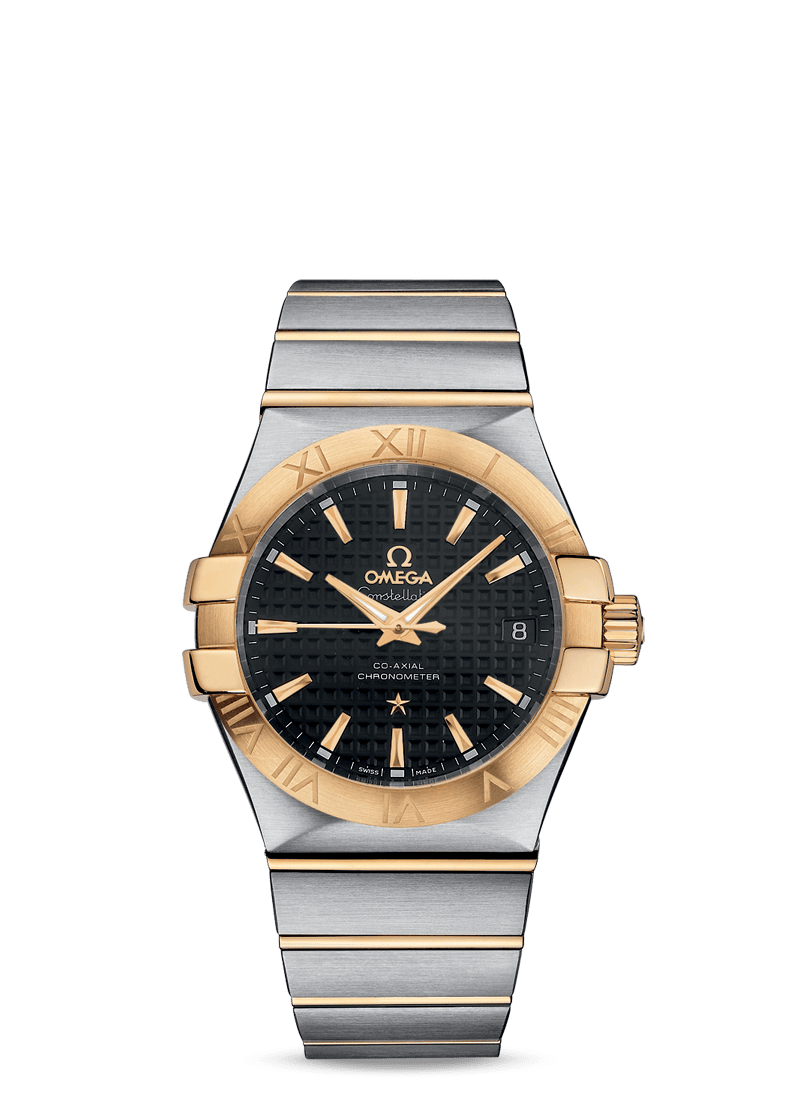 Omega 123.20.35.20.01.002 : Constellation Co-Axial 35 Stainless Steel / Yellow Gold / Black