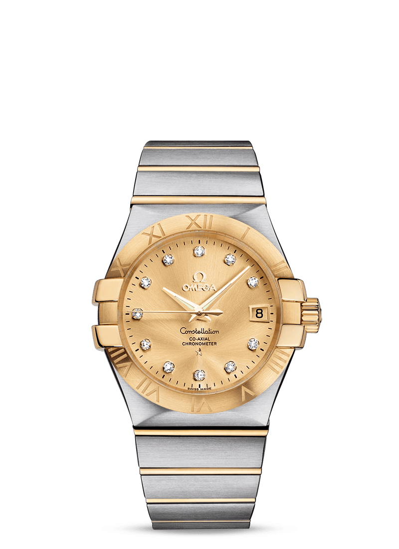 Omega 123.20.35.20.58.001 : Constellation Co-Axial 35 Stainless Steel / Yellow Gold / Champagne