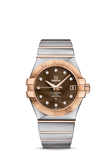 Omega 123.20.35.20.63.001 : Constellation Co-Axial 35 Stainless Steel / Red Gold / Brown