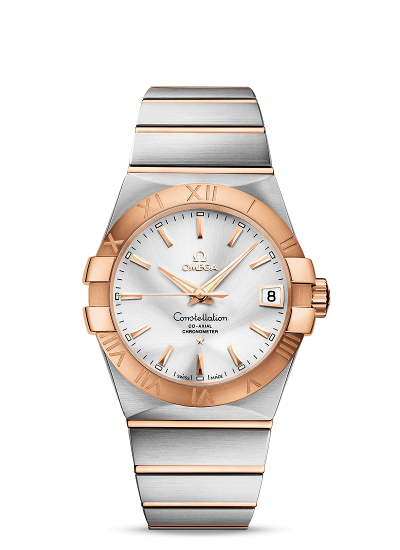 Omega 123.20.38.21.02.001 : Constellation Co-Axial 38 Stainless Steel / Red Gold / Silver