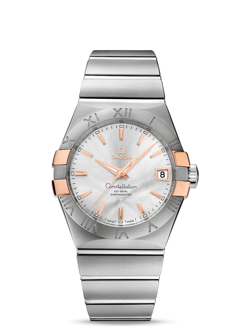 Omega 123.20.38.21.02.004 : Constellation Co-Axial 38 Stainless Steel / Red Gold / Silver
