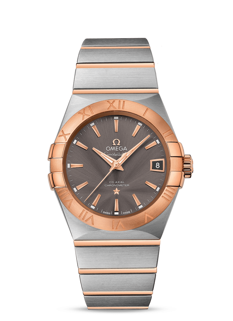 Omega 123.20.38.21.06.002 : Constellation Co-Axial 38 Stainless Steel / Red Gold / Grey