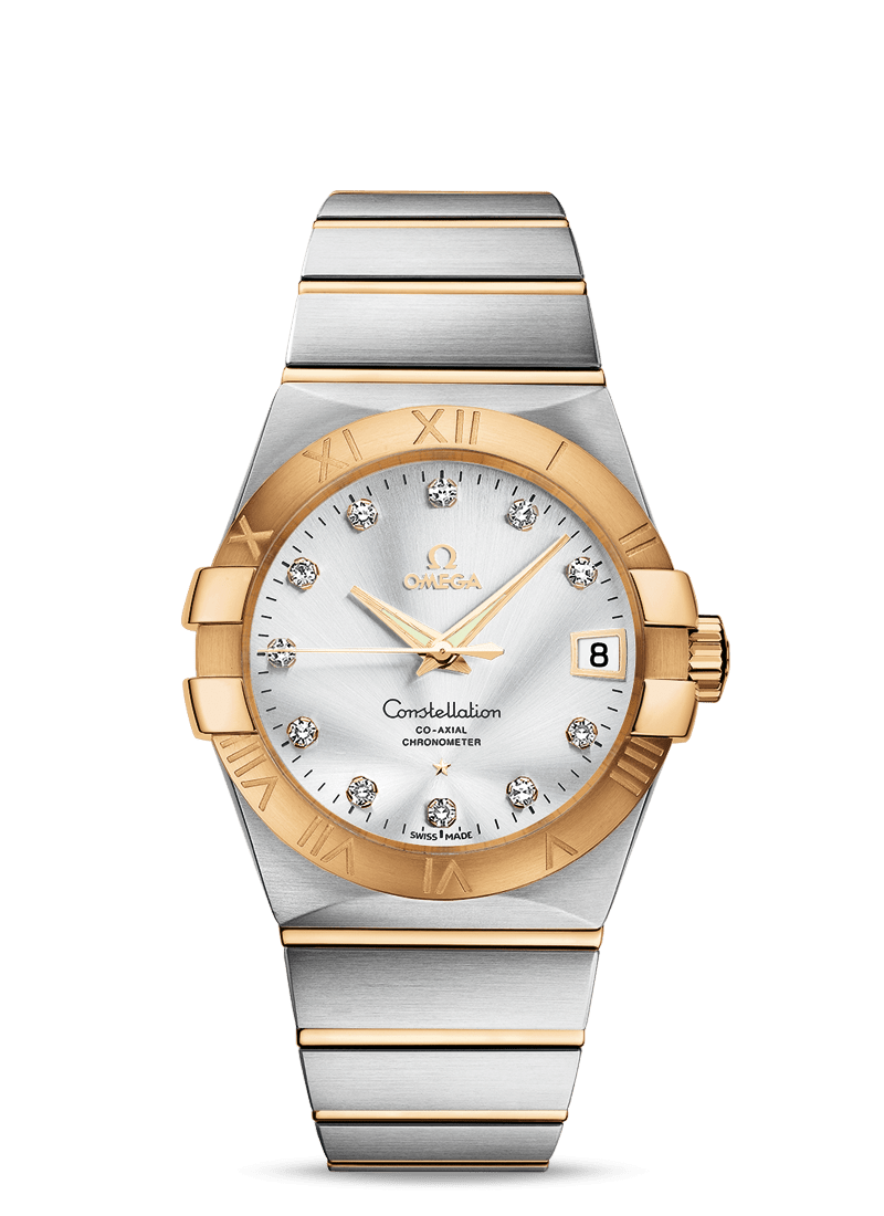 Omega 123.20.38.21.52.002 : Constellation Co-Axial 38 Stainless Steel / Yellow Gold / Silver
