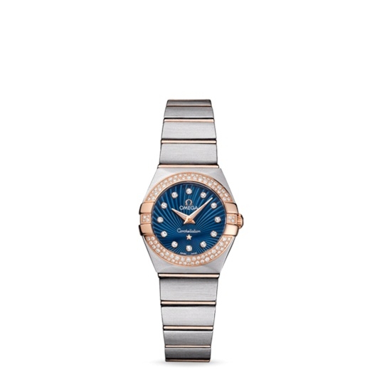 Omega 123.25.24.60.53.001 : Constellation Quartz 24 Brushed Stainless Steel / Red Gold / Snow / Blue Supernova