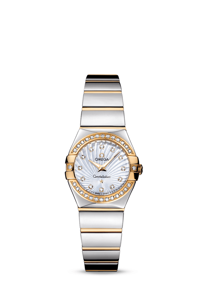 Omega 123.25.24.60.55.008 : Constellation Quartz 24 Polished Stainless Steel / Yellow Gold / Diamond / MOP Supernova