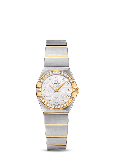 Omega 123.25.24.60.55.011 : Constellation Quartz 24 Brushed Stainless Steel / Yellow Gold / Diamond / Wavy MOP