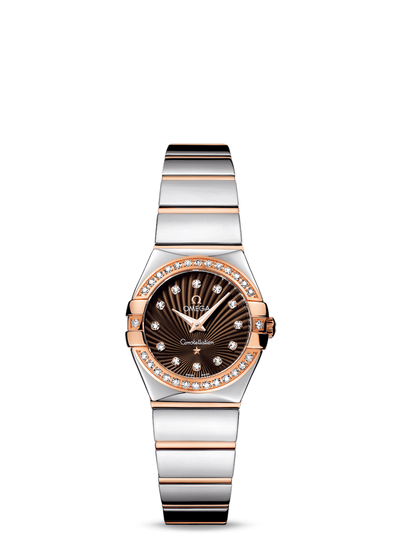 Omega 123.25.24.60.63.002 : Constellation Quartz 24 Polished Stainless Steel / Red Gold / Diamond / Brown Supernova
