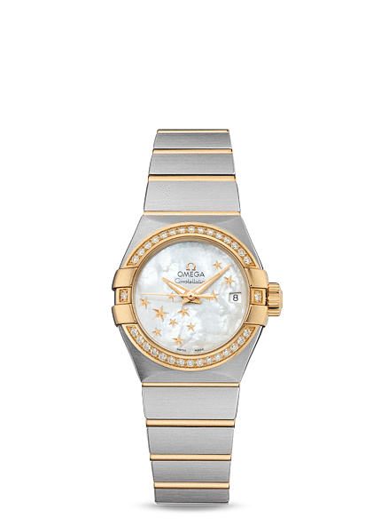 Omega 123.25.27.20.05.001 : Constellation Co-Axial 27 Brushed Stainless Steel / Yellow Gold / Diamond / MOP Stars