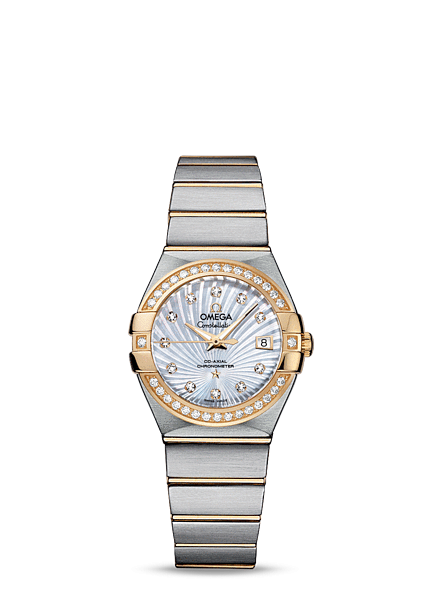 Omega 123.25.27.20.55.002 : Constellation Co-Axial 27 Brushed Stainless Steel / Yellow Gold / Diamond / MOP Supernova