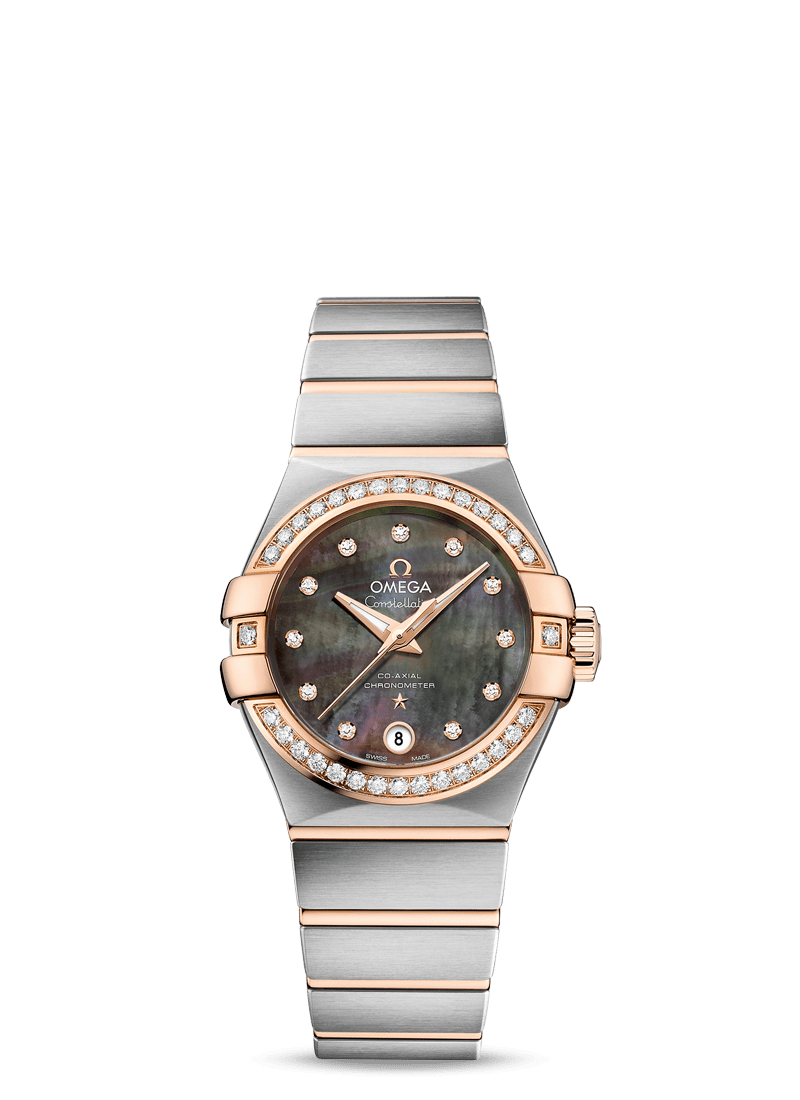 Omega 123.25.27.20.57.006 : Constellation Co-Axial 27 Brushed Stainless Steel / Red Gold / Diamond / Tahiti MOP