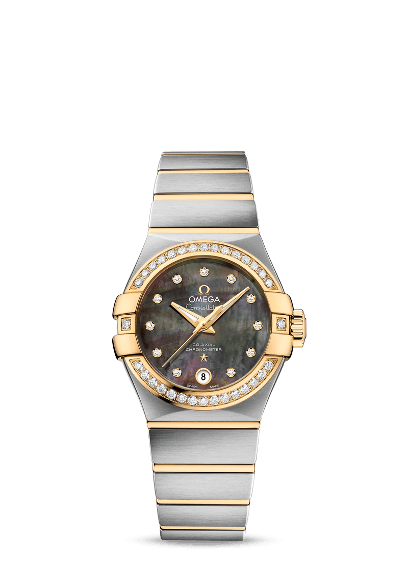 Omega 123.25.27.20.57.007 : Constellation Co-Axial 27 Brushed Stainless Steel / Yellow Gold / Diamond / Tahiti MOP