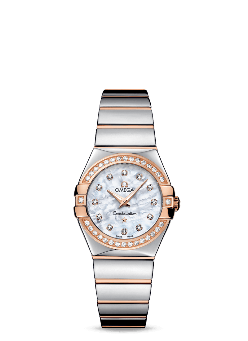 Omega 123.25.27.60.55.005 : Constellation Quartz 27 Polished Stainless Steel / Red Gold / Diamond / MOP