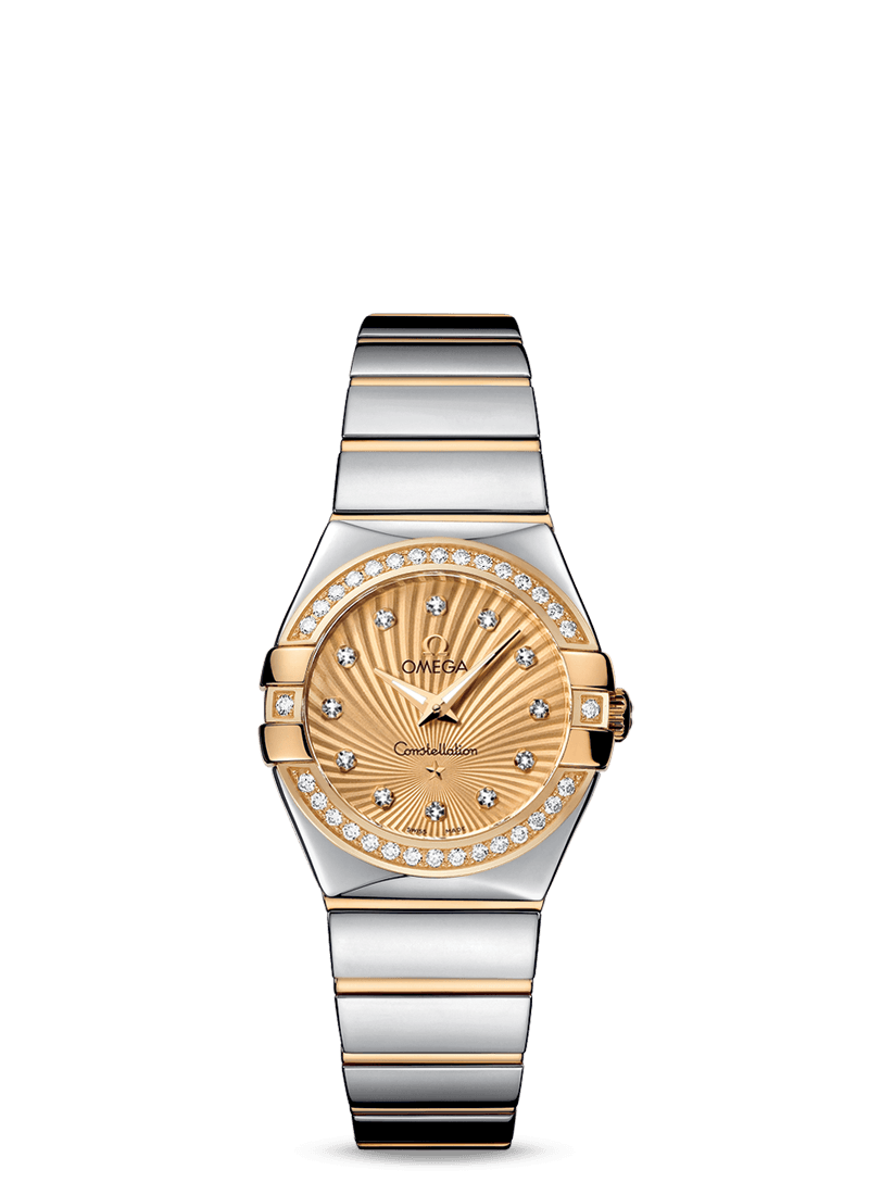 Omega 123.25.27.60.58.002 : Constellation Quartz 27 Polished Stainless Steel / Yellow Gold / Diamond / Champagne Supernova