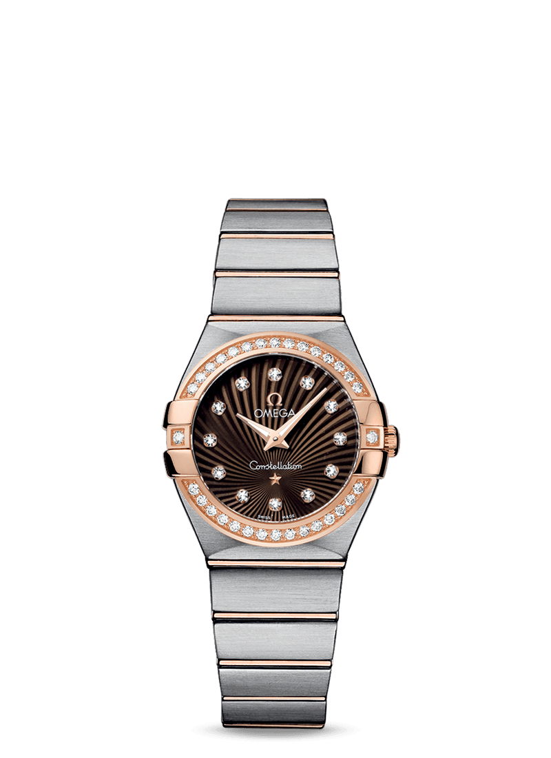 Omega 123.25.27.60.63.001 : Constellation Quartz 27 Brushed Stainless Steel / Red Gold / Diamond / Brown Supernova