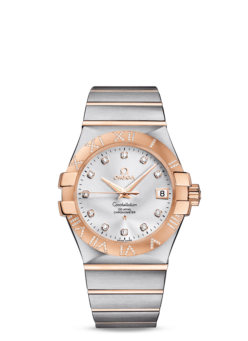 Omega 123.25.35.20.52.003 : Constellation Co-Axial 35 Stainless Steel / Red Gold / Diamond / Silver