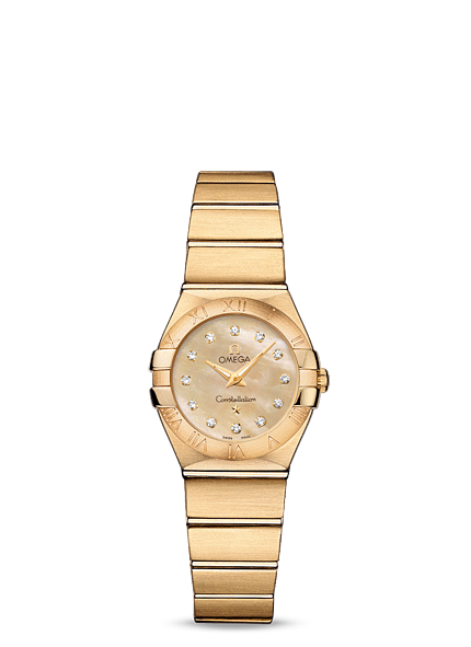 Omega 123.50.24.60.57.001 : Constellation Quartz 24 Brushed Yellow Gold / Champagne MOP