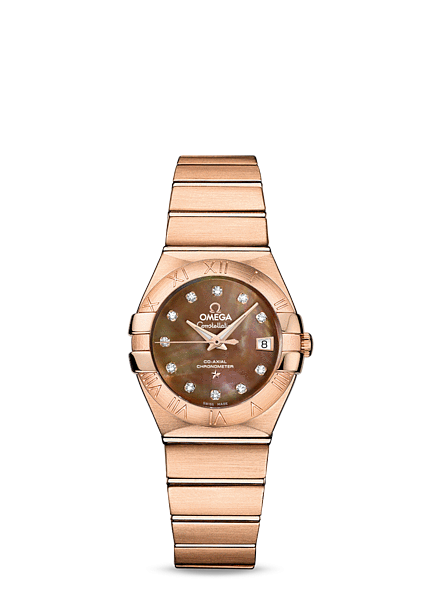 Omega 123.50.27.20.57.001 : Constellation Co-Axial 27 Brushed Red Gold / Brown MOP