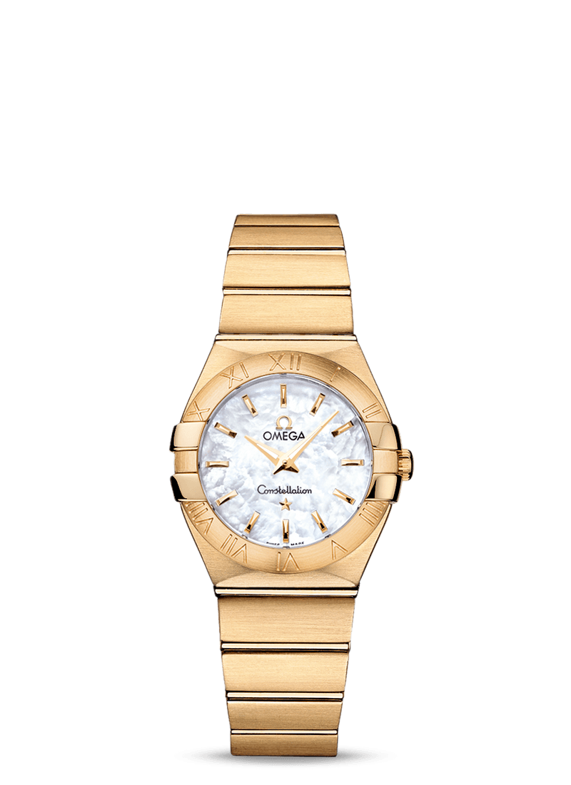 Omega 123.50.27.60.05.002 : Constellation Quartz 27 Brushed Yellow Gold / MOP