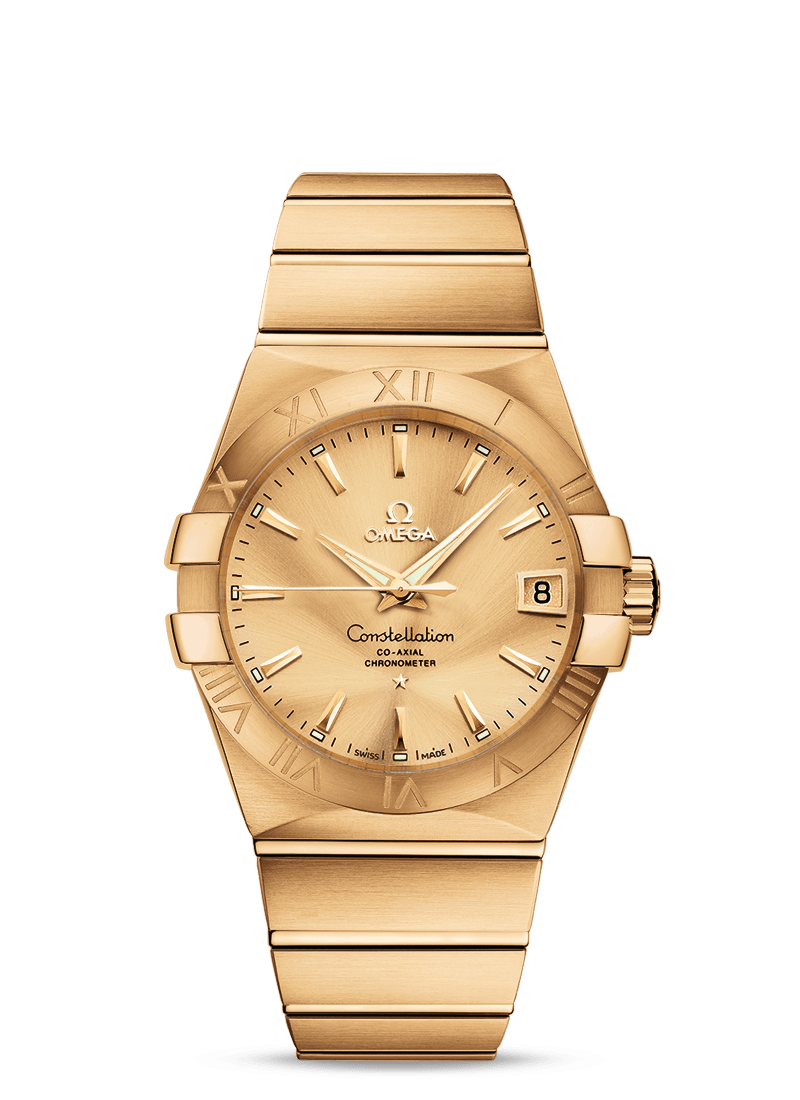 Omega 123.50.38.21.08.001 : Constellation Co-Axial 38 Yellow Gold / Champagne