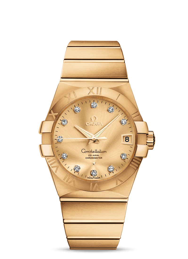 Omega 123.50.38.21.58.001 : Constellation Co-Axial 38 Yellow Gold / Champagne