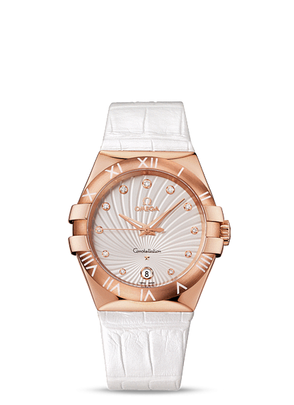 Omega 123.53.35.60.52.001 : Constellation Quartz 35 Red Gold / White Supernova / Alligator