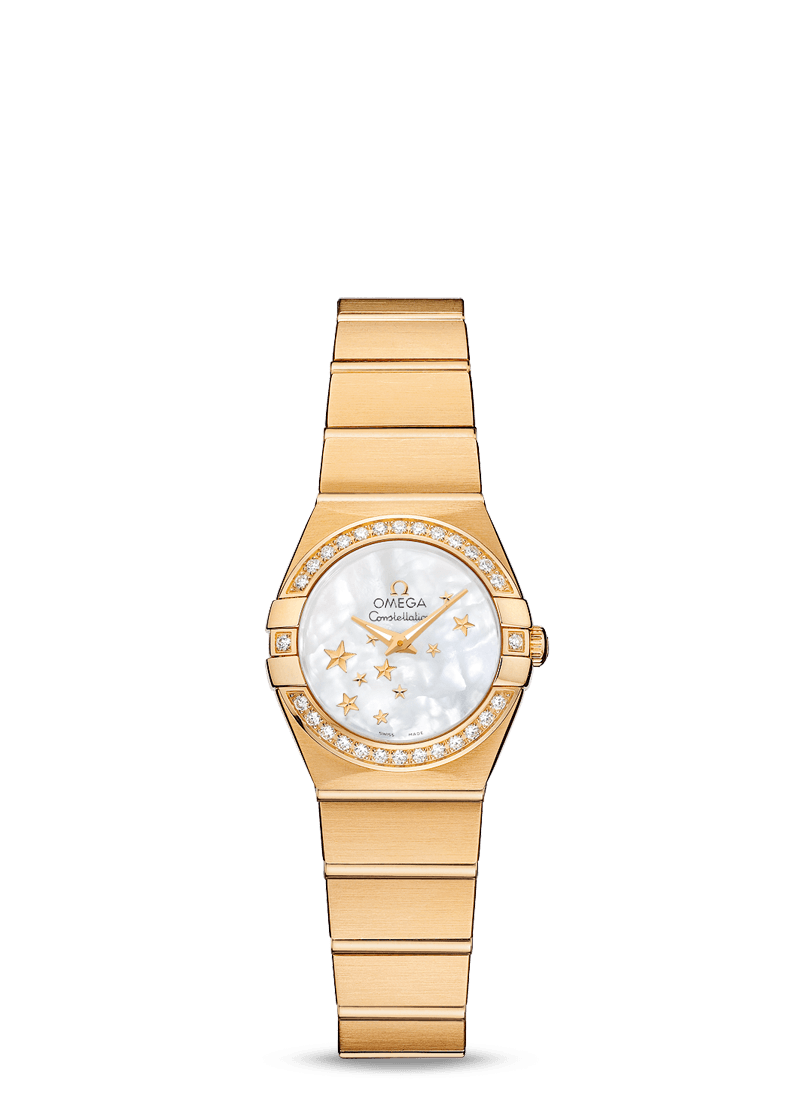Omega 123.55.24.60.05.001 : Constellation Quartz 24 Brushed Yellow Gold / Diamond / MOP Stars