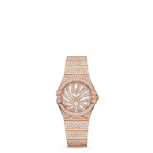 Omega 123.55.24.60.55.009 : Constellation Quartz 24 Polished Red Gold / Supernova / Full Snow