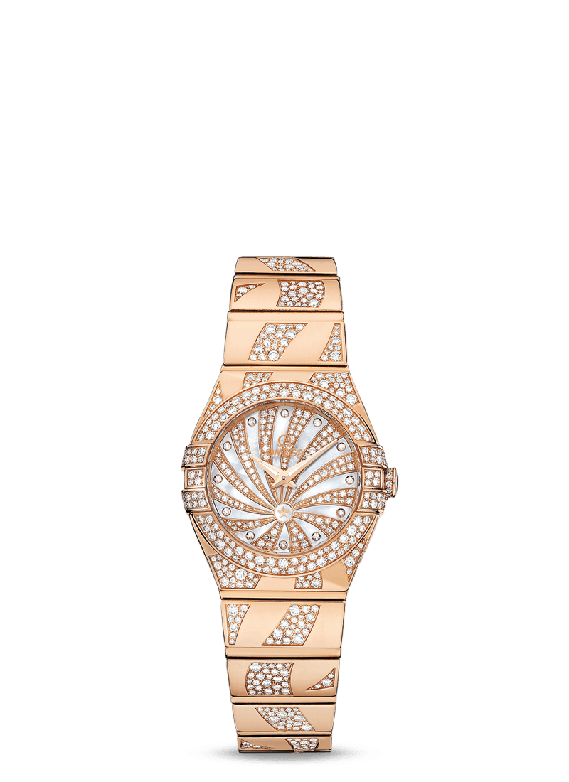 Omega 123.55.24.60.55.011 : Constellation Quartz 24 Polished Red Gold / Supernova / Snow