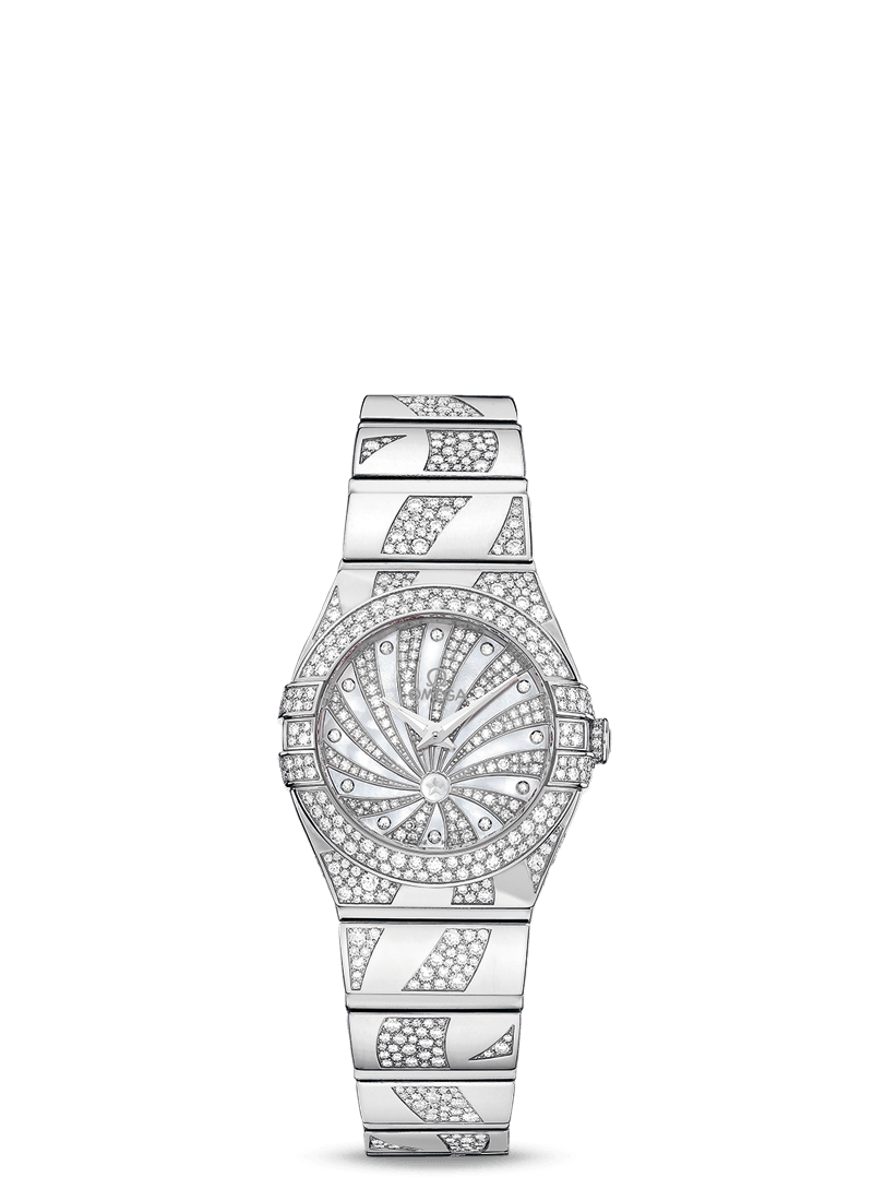 Omega 123.55.24.60.55.012 : Constellation Quartz 24 Polished White Gold / Snow Supernova / Bracelet