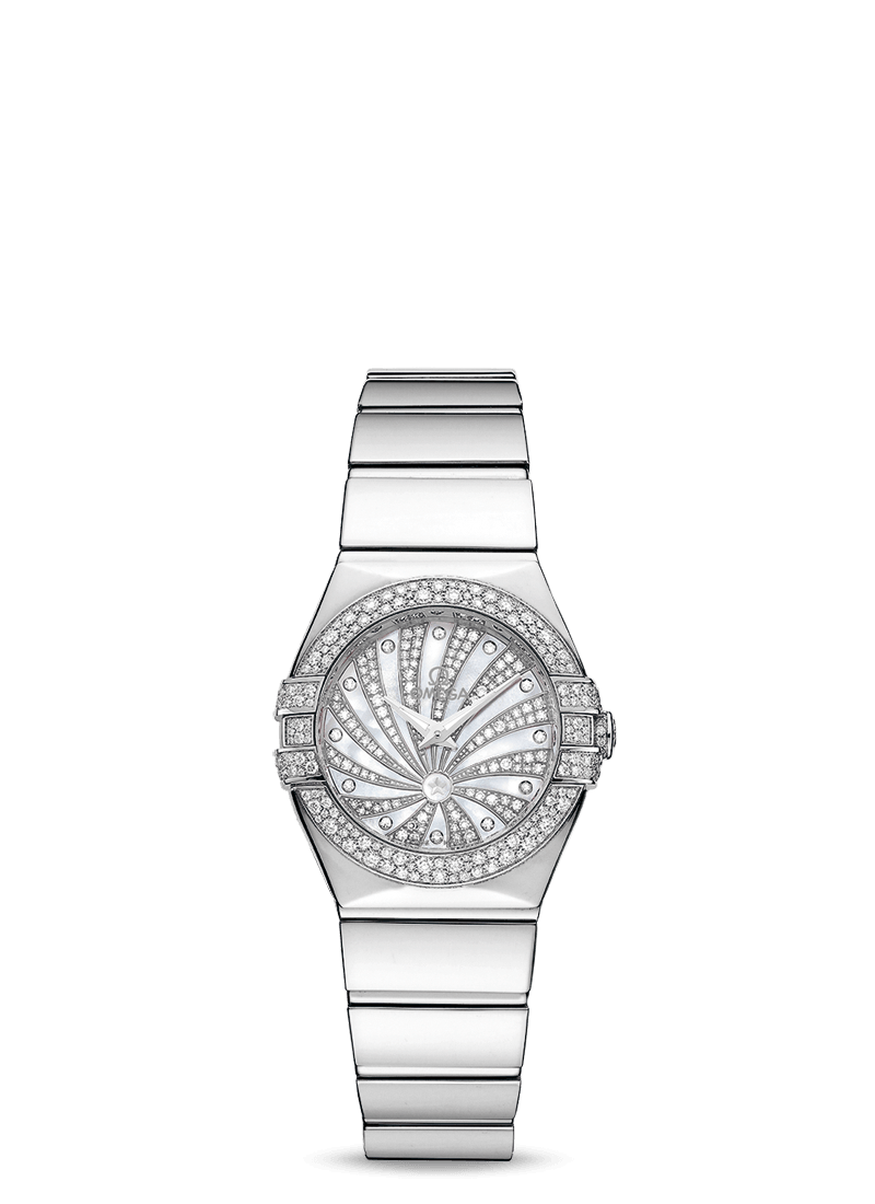 Omega 123.55.24.60.55.014 : Constellation Quartz 24 Polished White Gold / Diamond / MOP Supernova