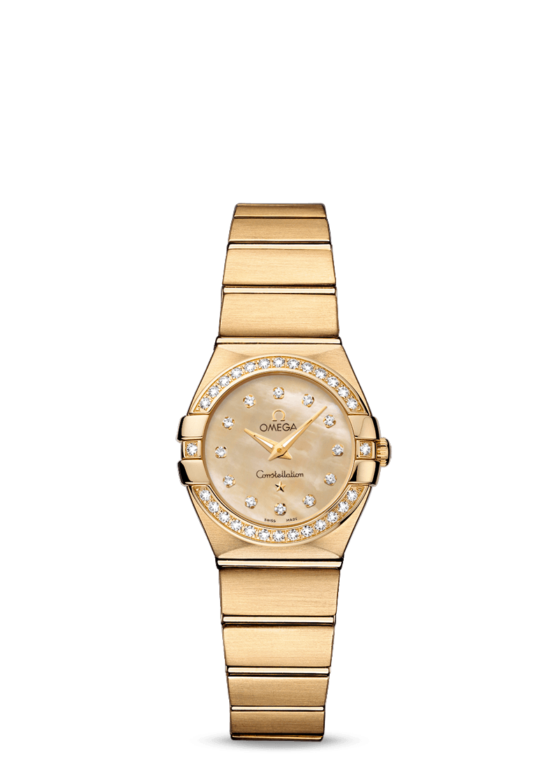 Omega 123.55.24.60.57.001 : Constellation Quartz 24 Brushed Yellow Gold / Diamond / Champagne MOP
