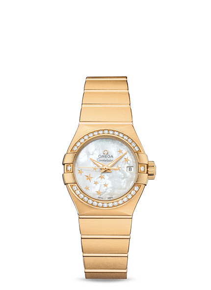 Omega 123.55.27.20.05.001 : Constellation Co-Axial 27 Brushed Yellow Gold / Diamond / MOP Stars