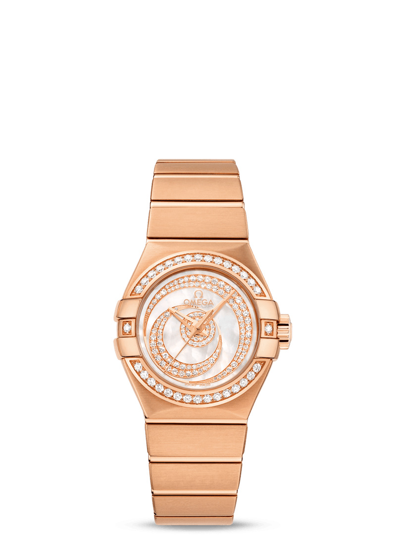 Omega 123.55.27.20.55.005 : Constellation Co-Axial 27 Brushed Red Gold / Diamond / Diamond Moon
