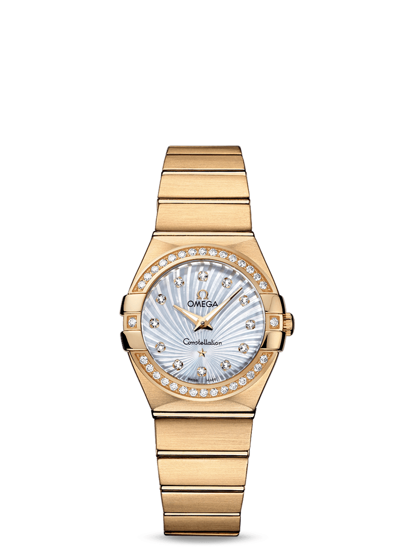 Omega 123.55.27.60.55.003 : Constellation Quartz 27 Brushed Yellow Gold / Diamond / MOP Supernova