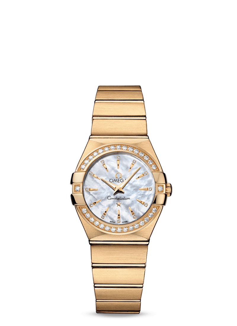 Omega 123.55.27.60.55.004 : Constellation Quartz 27 Brushed Yellow Gold / Diamond / MOP