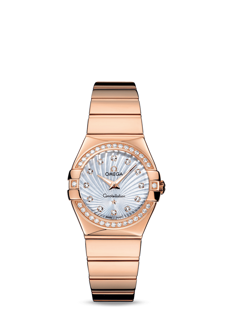 Omega 123.55.27.60.55.005 : Constellation Quartz 27 Polished Red Gold / Diamond / MOP Supernova