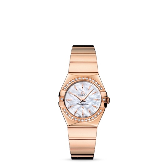 Omega 123.55.27.60.55.006 : Constellation Quartz 27 Polished Red Gold / Diamond / MOP