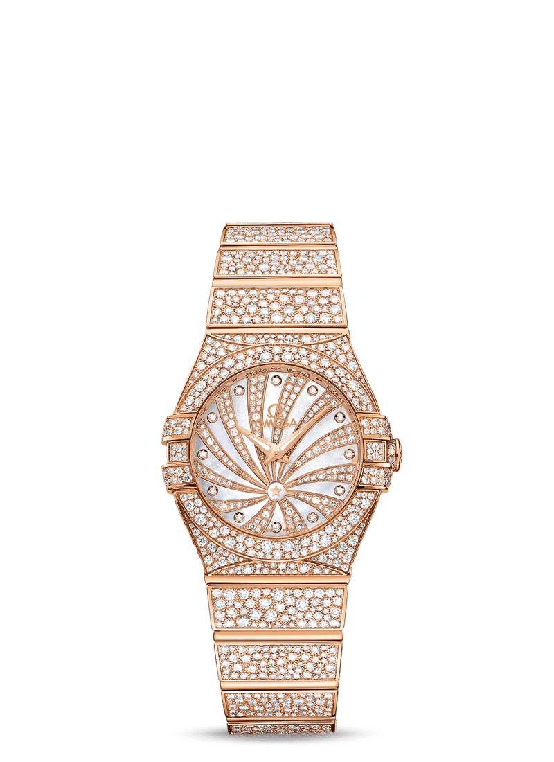 Omega 123.55.27.60.55.009 : Constellation Quartz 27 Polished Red Gold / Snow / Diamond Supernova