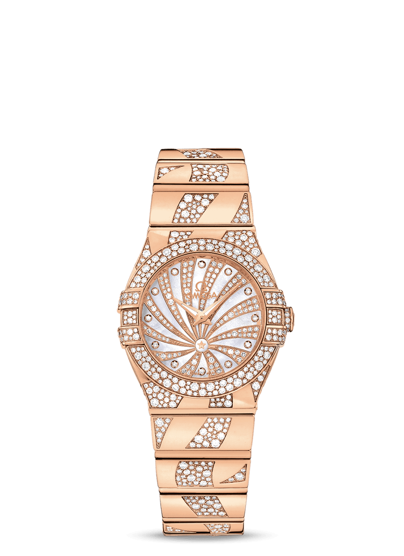 Omega 123.55.27.60.55.011 : Constellation Quartz 27 Polished Red Gold / Snow / Diamond Supernova