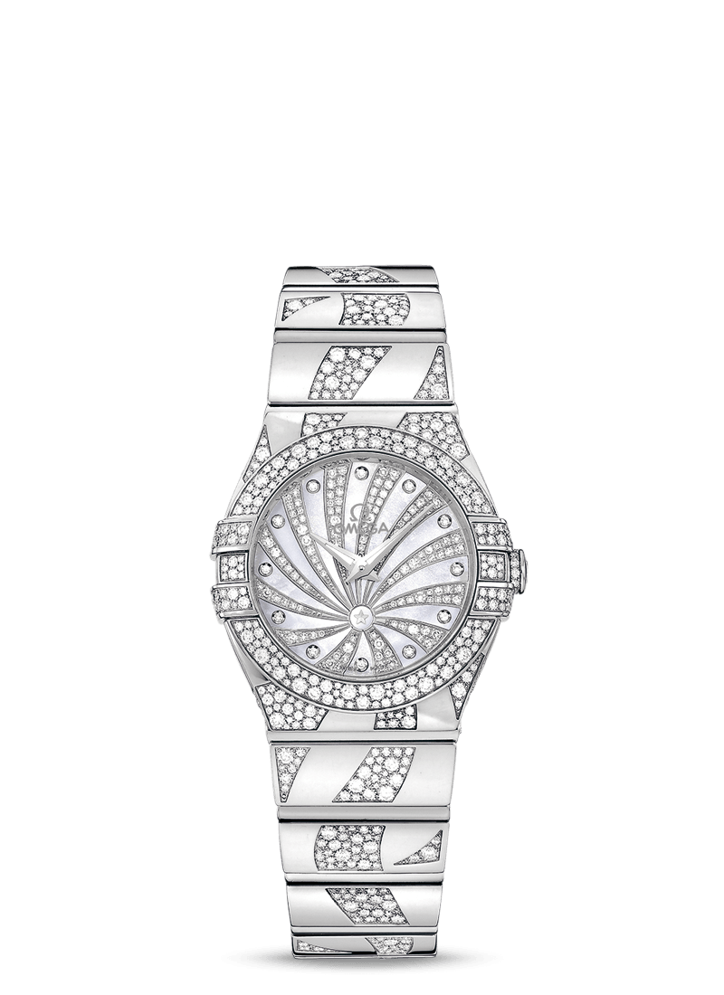 Omega 123.55.27.60.55.012 : Constellation Quartz 27 Polished White Gold / Snow / Diamond Supernova