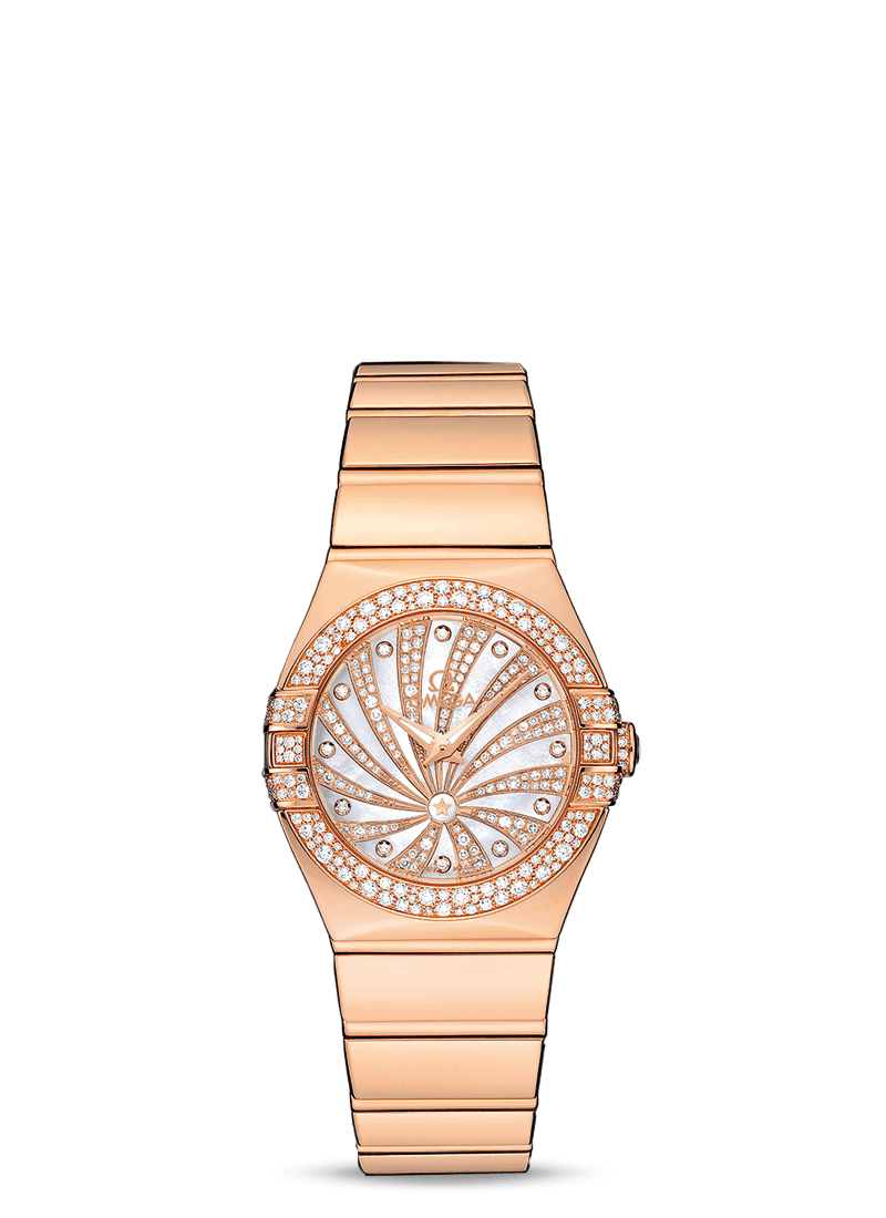 Omega 123.55.27.60.55.013 : Constellation Quartz 27 Polished Red Gold / Snow / Diamond Supernova