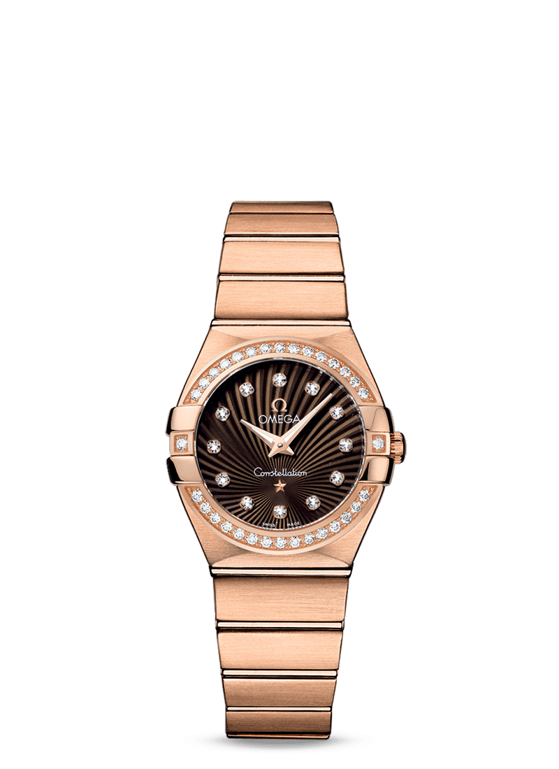 Omega 123.55.27.60.63.001 : Constellation Quartz 27 Brushed Red Gold / Diamond / Brown Supernova