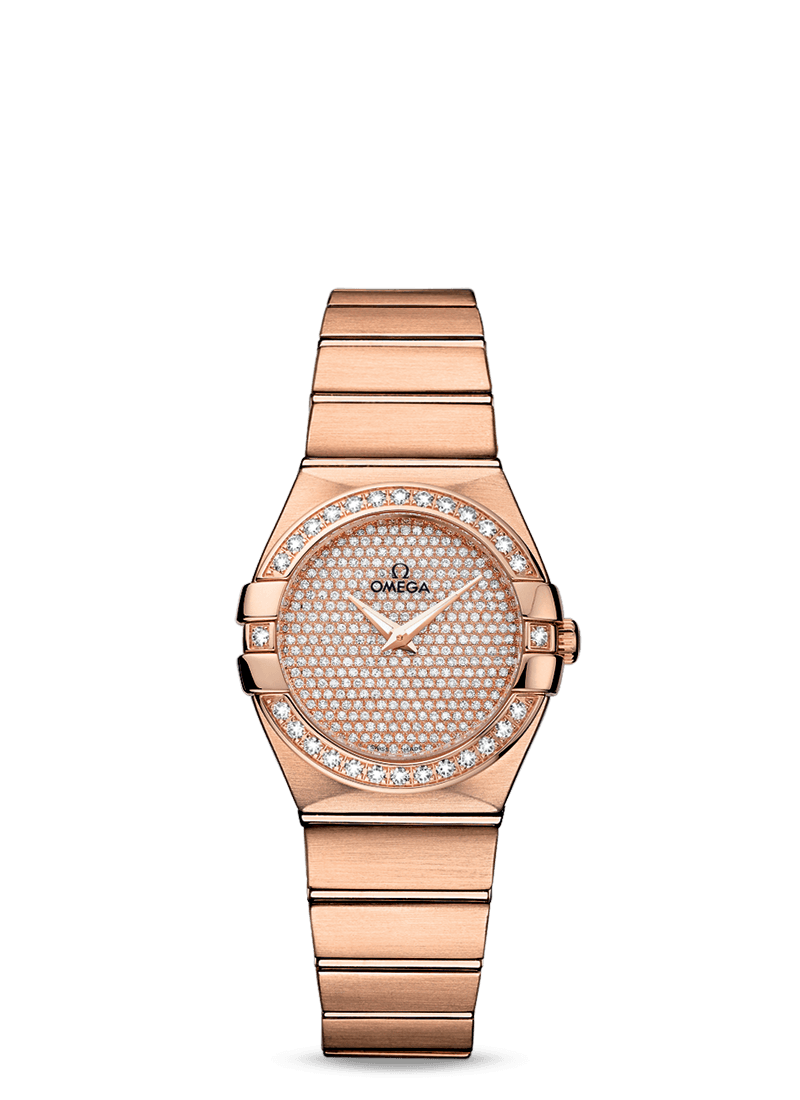 Omega 123.55.27.60.99.004 : Constellation Quartz 27 Brushed Red Gold / Diamond / Diamond