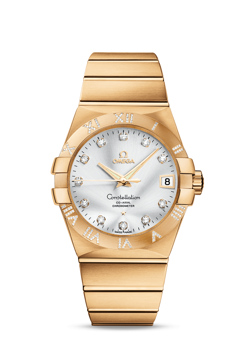 Omega 123.55.38.21.52.008 : Constellation Co-Axial 38 Yellow Gold / Diamond / Silver