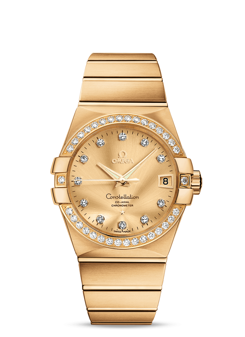 Omega 123.55.38.21.58.001 : Constellation Co-Axial 38 Yellow Gold / Diamond / Champagne