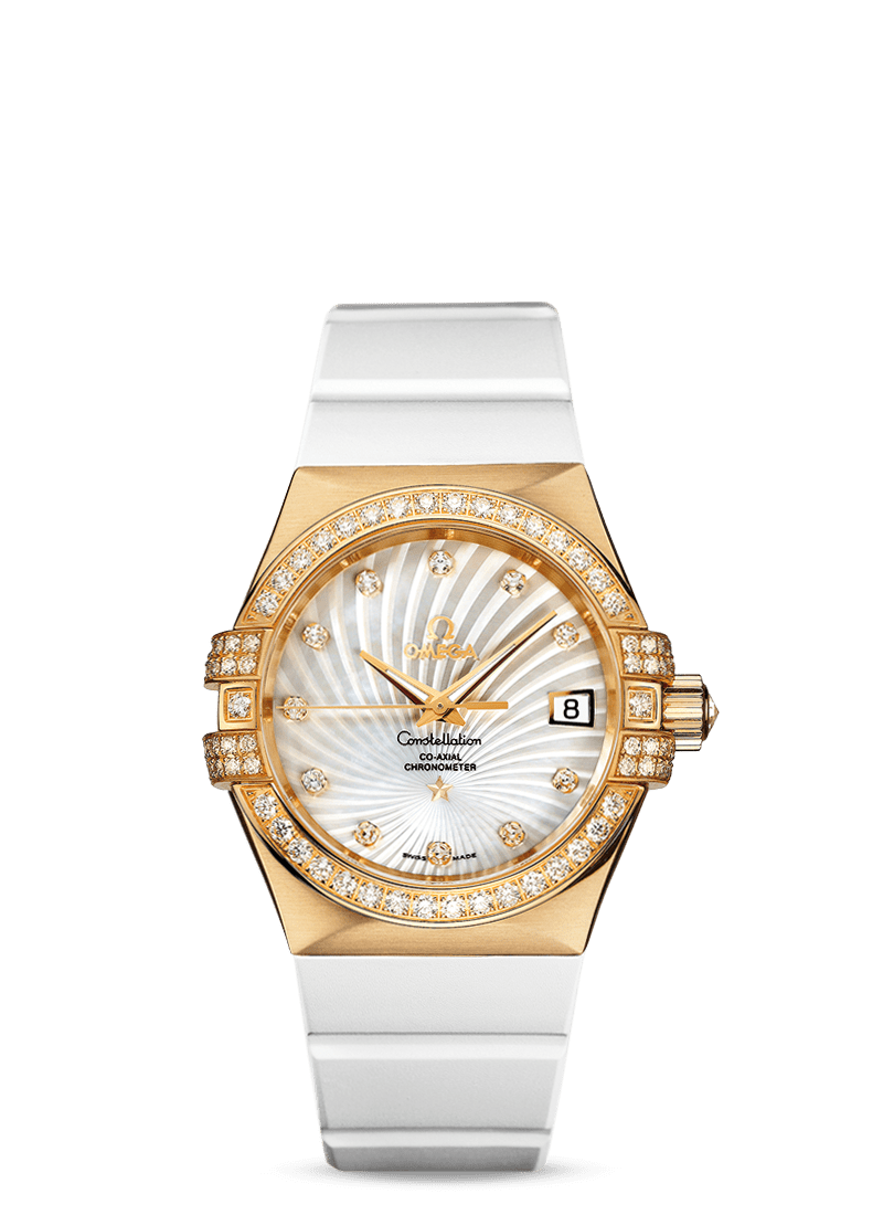 Omega 123.57.35.20.55.003 : Constellation Co-Axial 35 Yellow Gold / Diamond / MOP Supernova / Rubber