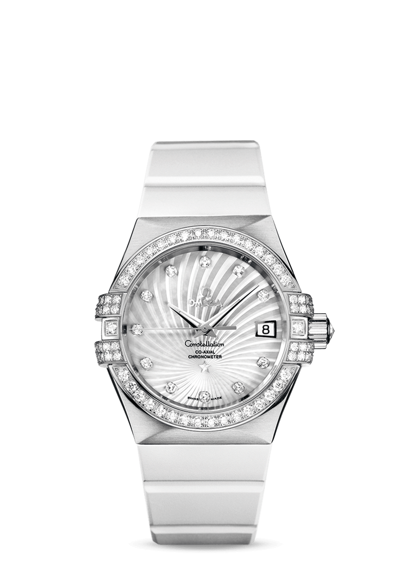 Omega 123.57.35.20.55.005 : Constellation Co-Axial 35 White Gold / Diamond / MOP Supernova / Rubber