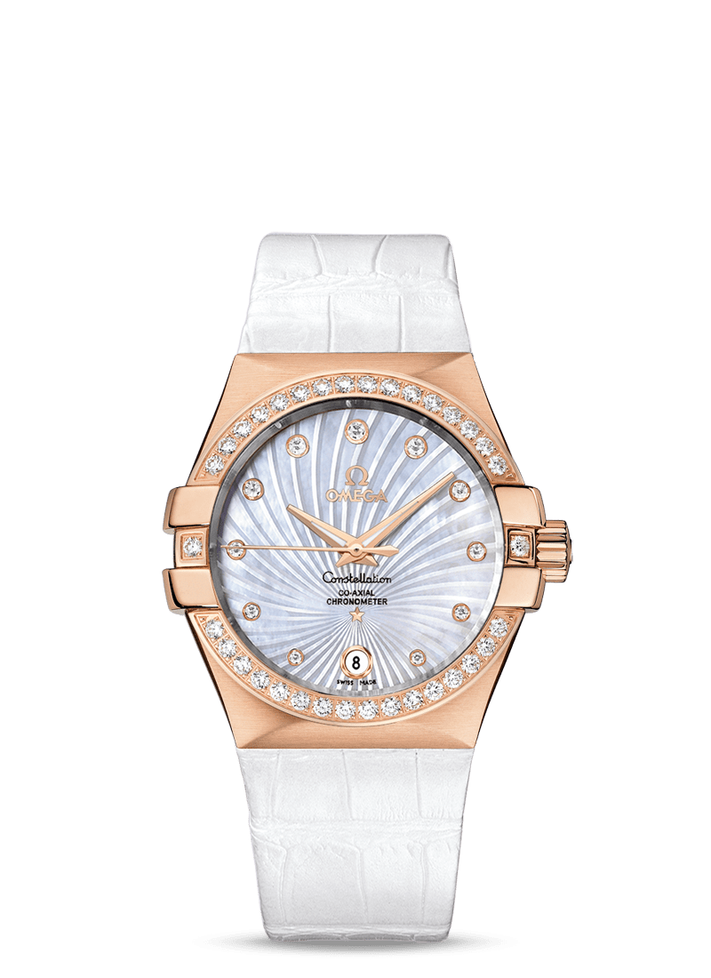Omega 123.58.35.20.55.003 : Constellation Co-Axial 35 Red Gold / Diamond / MOP Supernova / Alligator