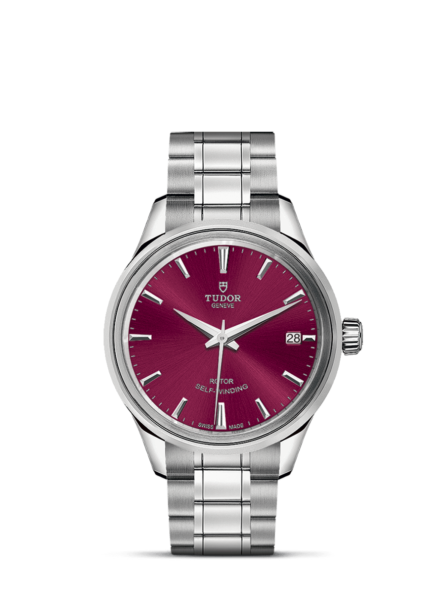 Tudor 12300-0010 : Style 34 Stainless Steel / Burgundy / Bracelet