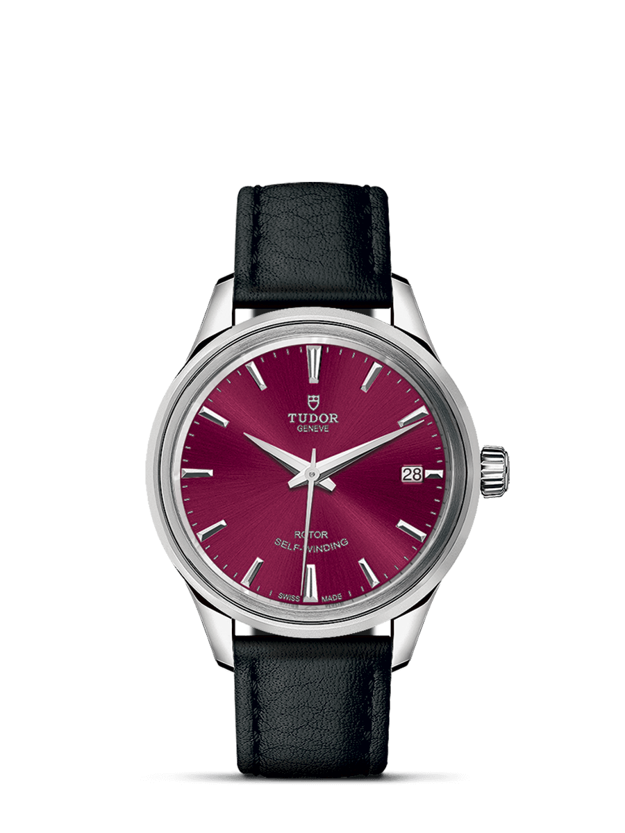 Tudor 12300-0011 : Style 34 Stainless Steel / Burgundy / Strap